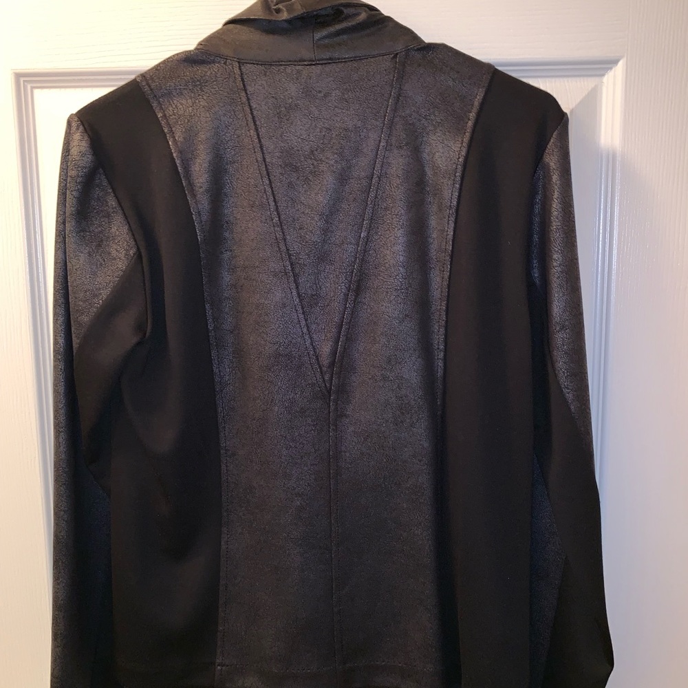 Brand new, black, faux leather blazer jacket
